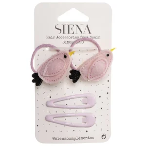 Pack 2 coleteros con gorrión + 2 clips pelo Siena