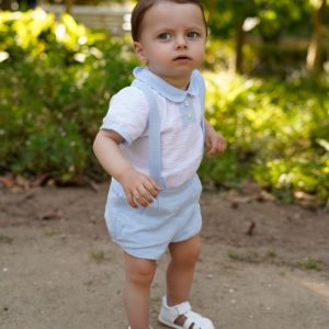 Conjunto Niño Cuello Bebé Blanco y Celeste Dbb Collection 22705