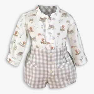 Conjunto bebe niño animalitos gris Miranda 0033