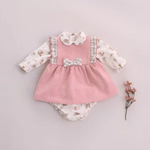 Vestido y braguita bebe niña rosa 0032