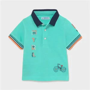 Polo celeste bordado