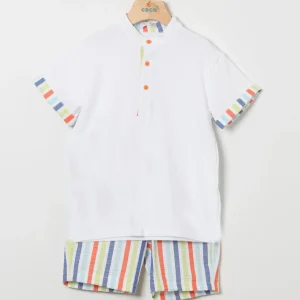 Conjunto polo y bermudas rayas multicolor niño coco acqua 50452