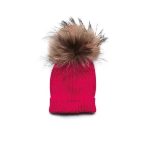 Gorro suelto canale pompon pelo rojo JULIANA 50912