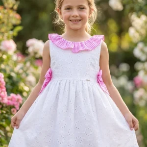 Vestido de Ceremonia Niña Miranda Blanco y Rosa Gingham | Verano 2026 0604
