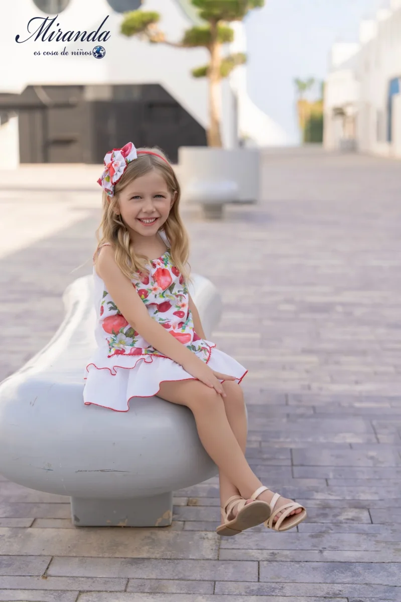 Vestido niña estampado frutas con volantes Miranda 0600 - Imagen 3