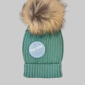 Gorro suelto canale pompon pelo verde hoja JULIANA 50919
