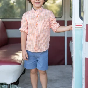 Conjunto bermuda y camisa cuadros niño coco acqua 50454