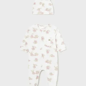 Pijama con gorro conejos rosa