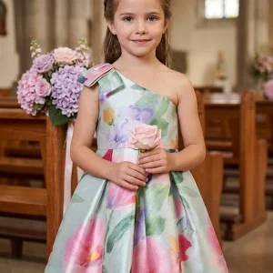 Vestido Asimétrico Floral Abel & Lula en Monofilamento 05044